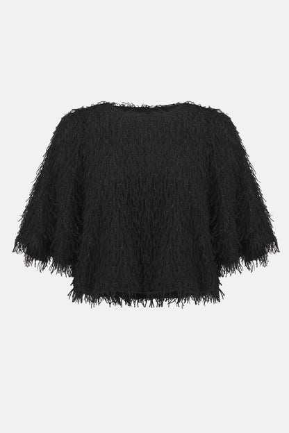 Red Eyelash Fringe Boxy Top. Style JR254105