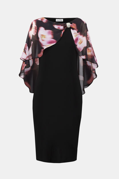 Floral Chiffon Cape Layered Dress. Style JR254164