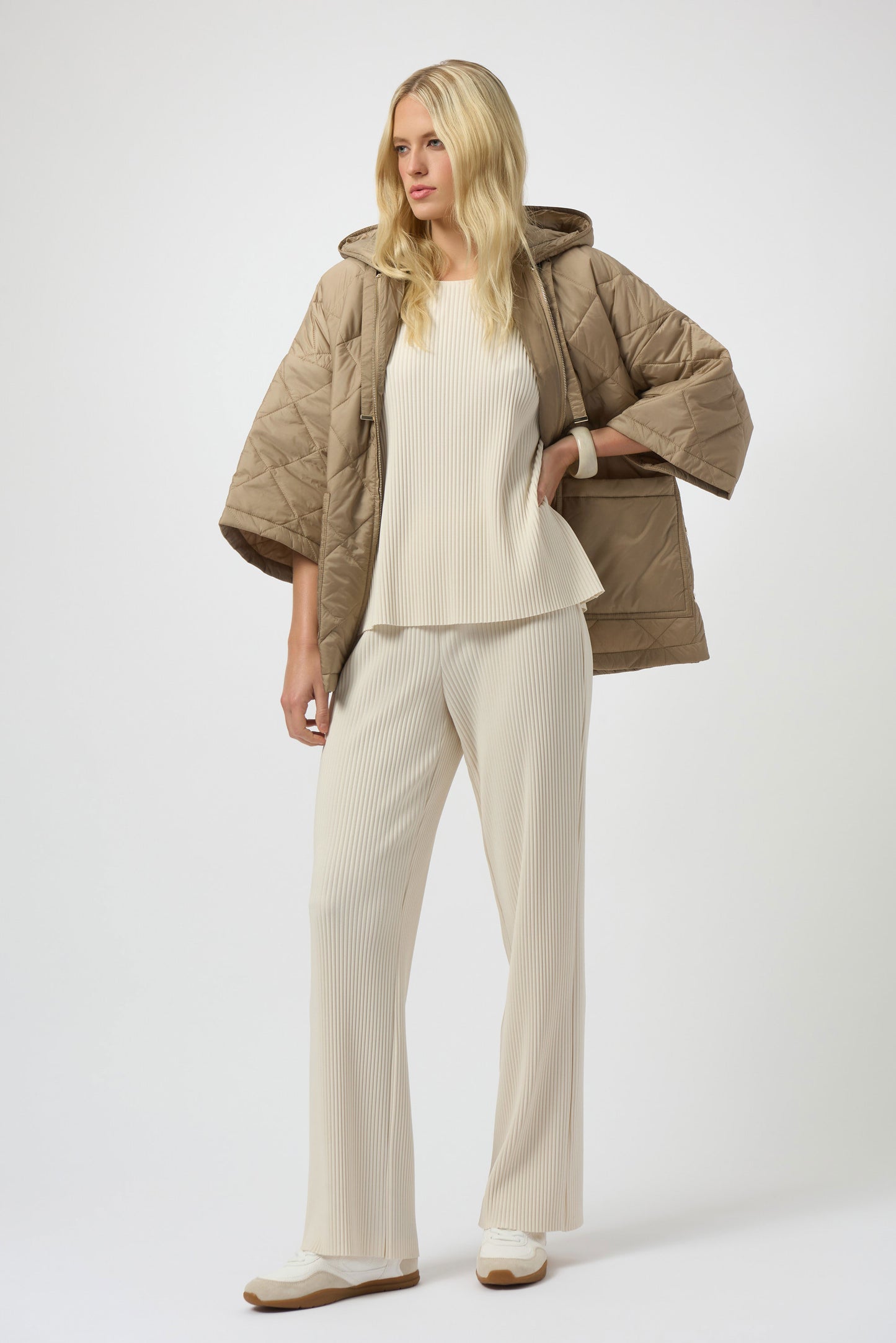 Pleated Scuba Crepe Boxy Top. Style JR254210