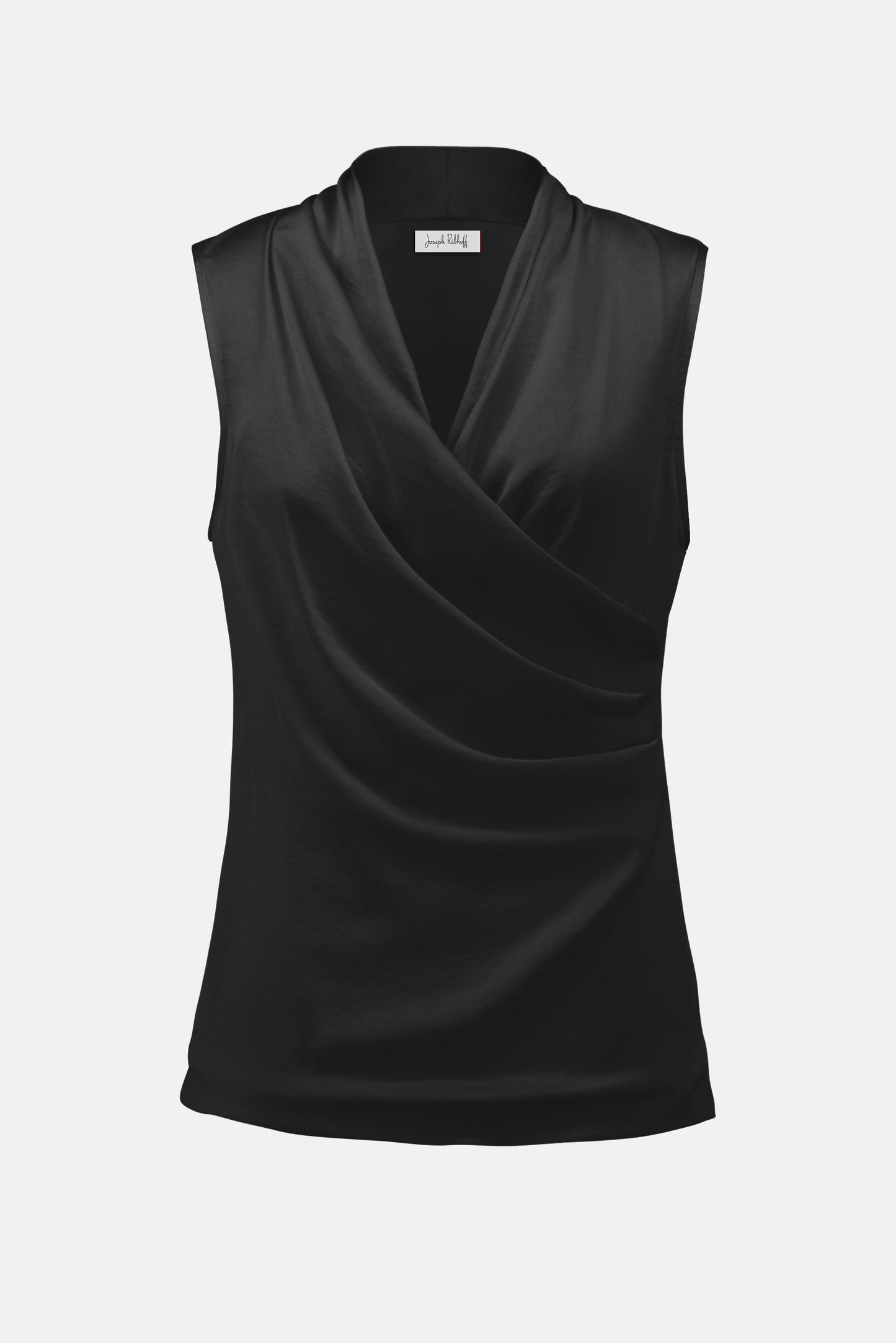 Cherry Satin Sleeveless Wrap Top. Style JR254215