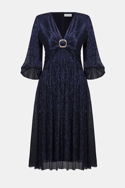 Sparkle Mesh Plissé Fit and Flare Midi Dress. Style JR254735