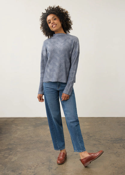 Long Sleeve Funnel Neck Textured Fabric Sweater. Style FD1048314