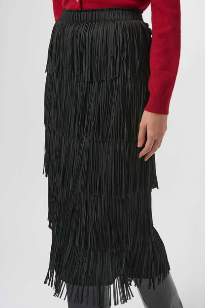 Tiered Fringe Pleated Pencil Skirt. Style JR254901