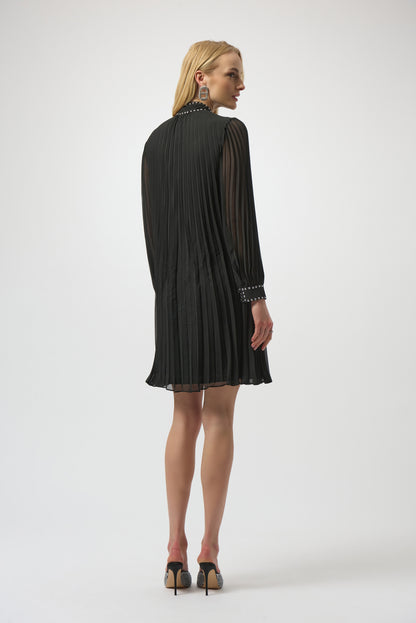 Pleated Chiffon A-Line Necktie Dress. Style JR254902