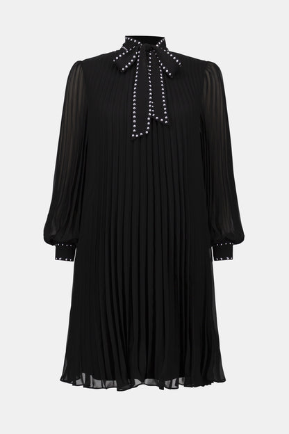 Pleated Chiffon A-Line Necktie Dress. Style JR254902