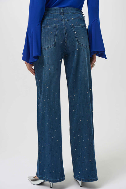Classic Wide Leg Jeans with Rhinestones. Style JR254921