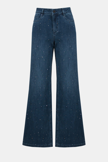Classic Wide Leg Jeans with Rhinestones. Style JR254921