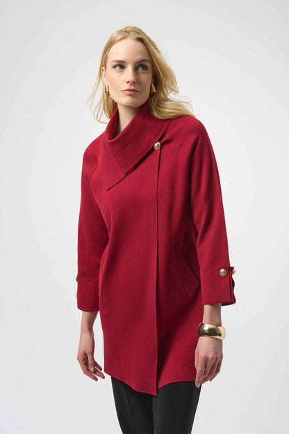 Sweater Knit Overlap Collar Coat. Style JR254956