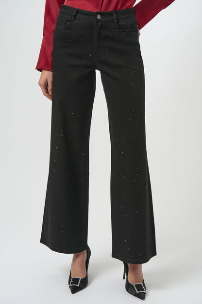 Classic Wide Leg Rhinestone Jeans. Style JR254962