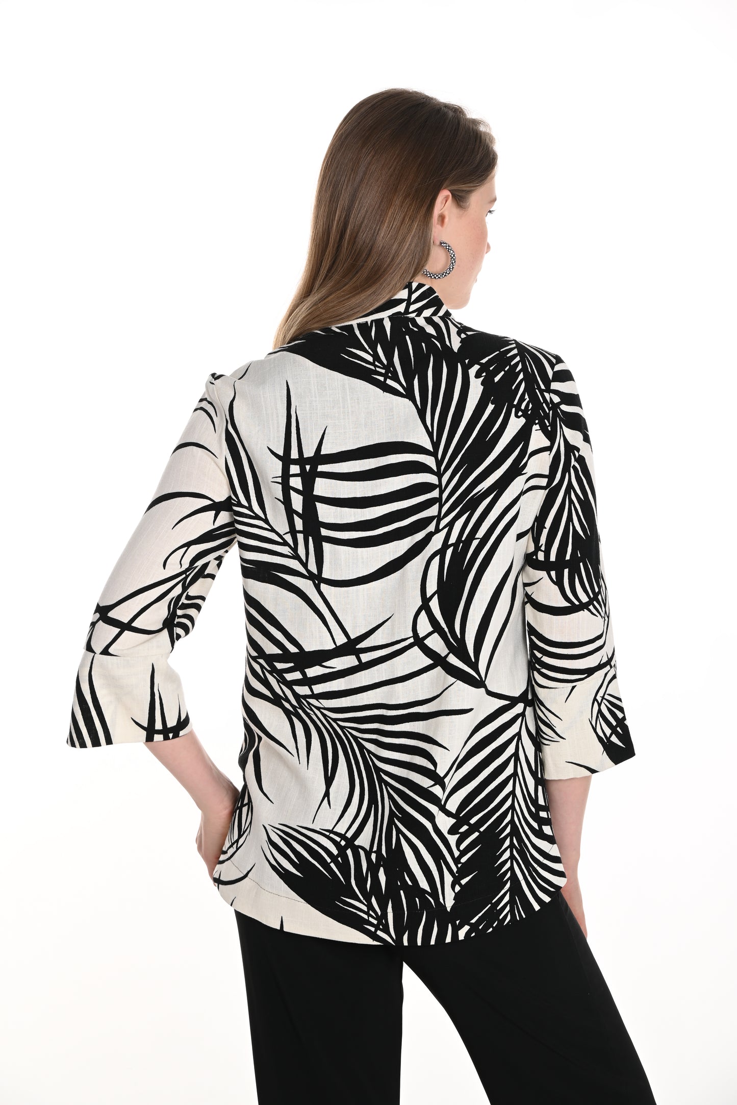 Statement Button Palm Print Jacket. Style FL256203