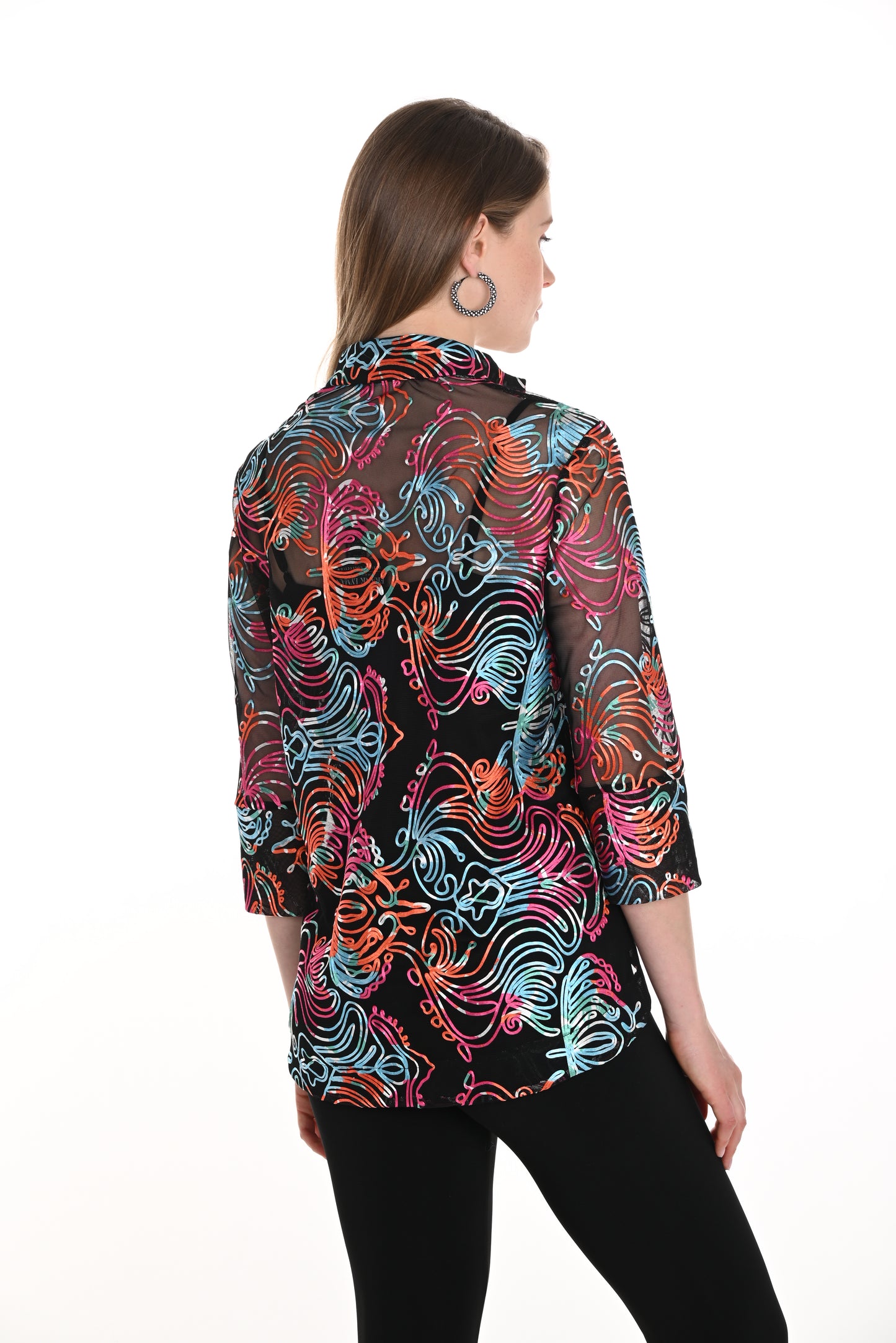 Colourful Applique Trumpet Sleeve Jacket. Style FL256278