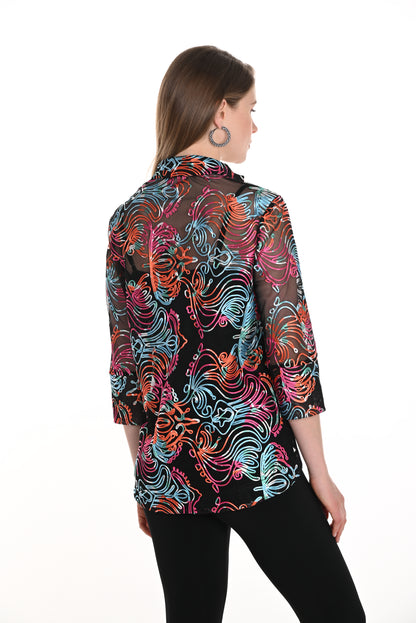 Colourful Applique Trumpet Sleeve Jacket. Style FL256278