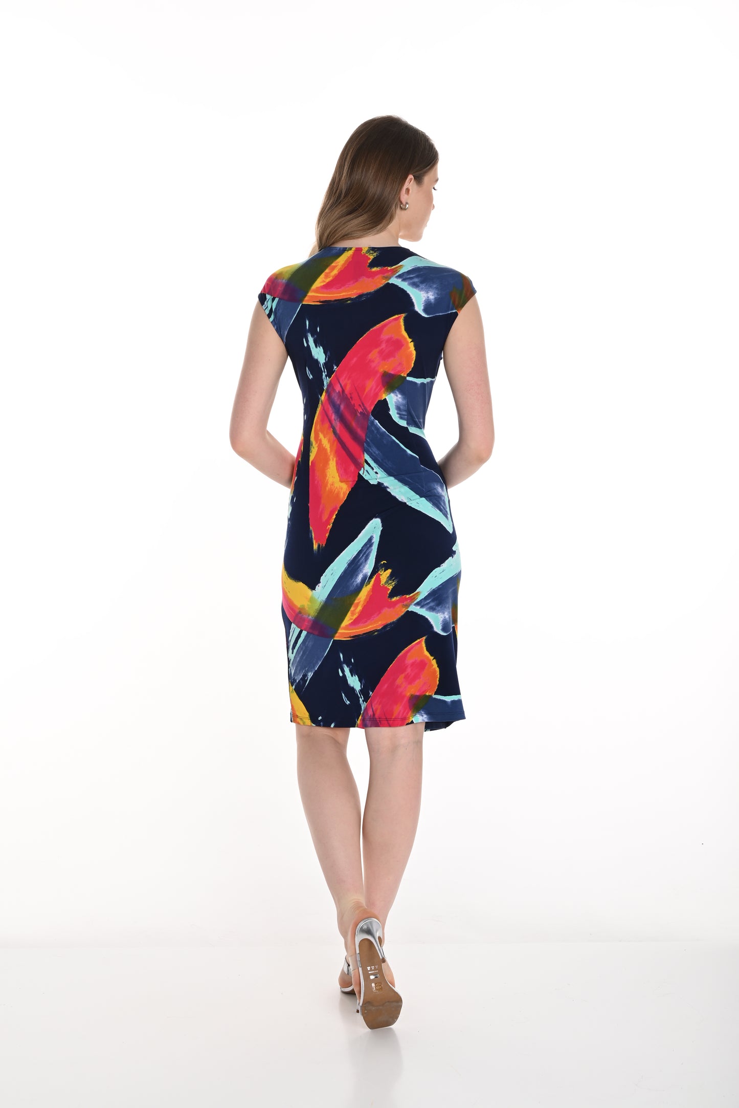 Wrap Style Cap Sleeve Printed Dress. Style FL256388