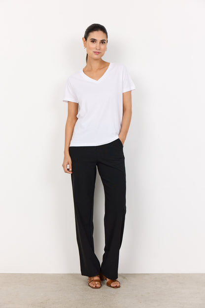Basic Cotton Short Sleeve V-Neck Top. Style SOYA25690