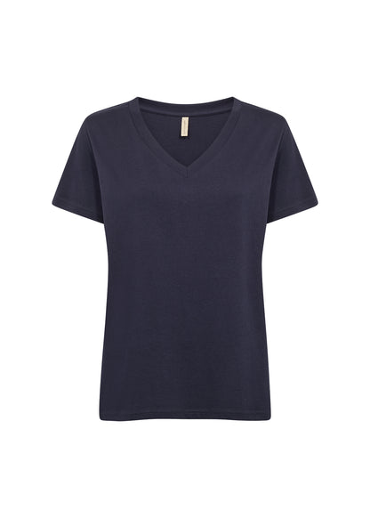 Basic Cotton Short Sleeve V-Neck Top. Style SOYA25690