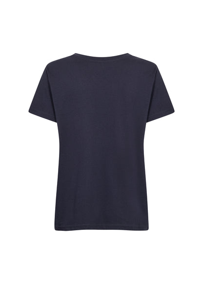 Basic Cotton Short Sleeve V-Neck Top. Style SOYA25690