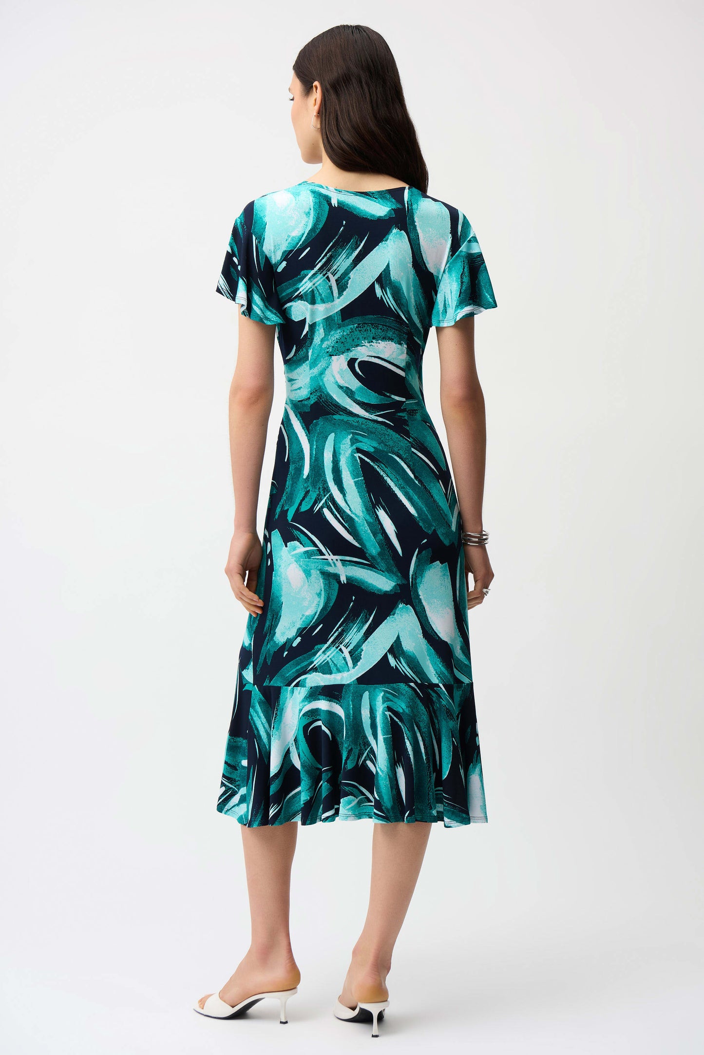 Abstract Print Wrap Style Midi Dress. Style JR261063