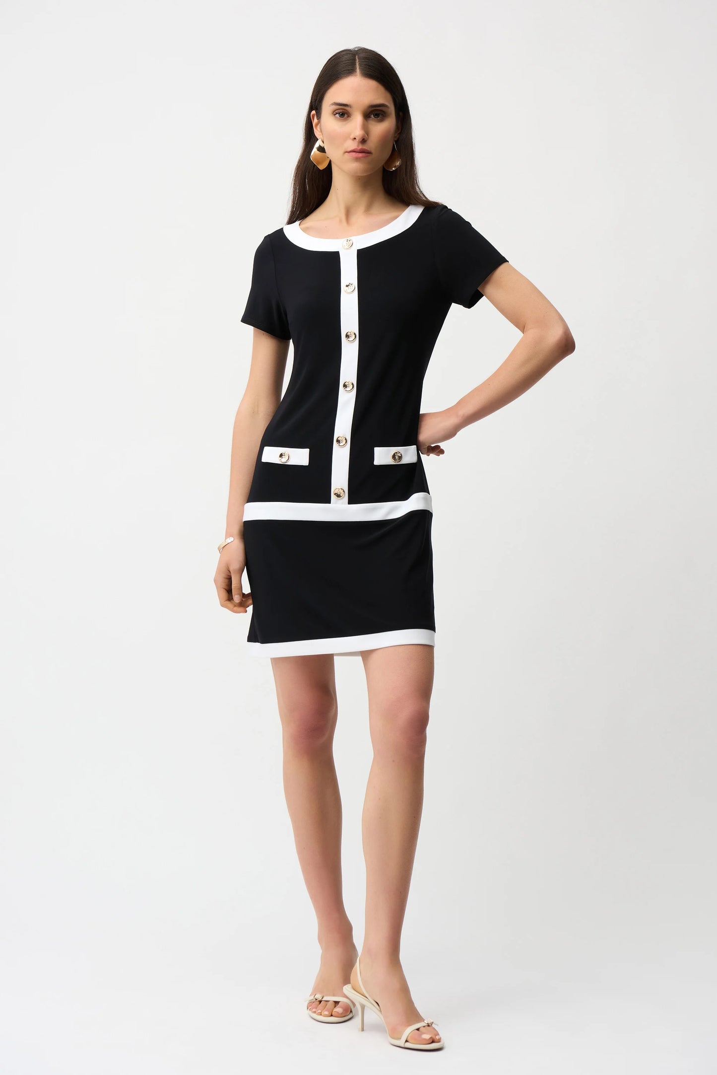 Silky Knit Color Block Sheath Dress. Style JR261091