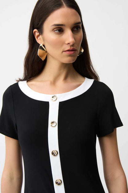 Silky Knit Color Block Sheath Dress. Style JR261091