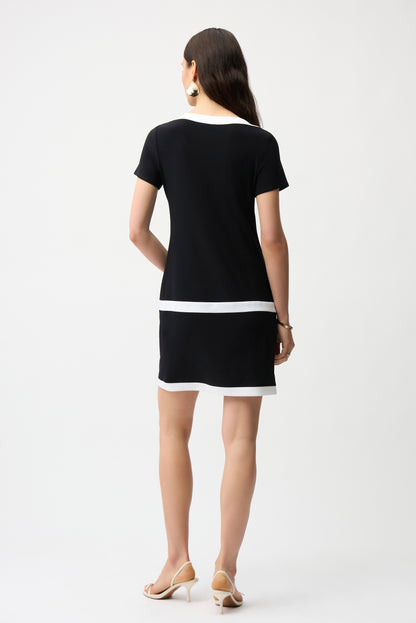 Silky Knit Color Block Sheath Dress. Style JR261091