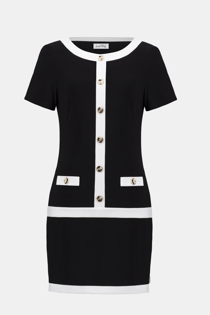Silky Knit Color Block Sheath Dress. Style JR261091