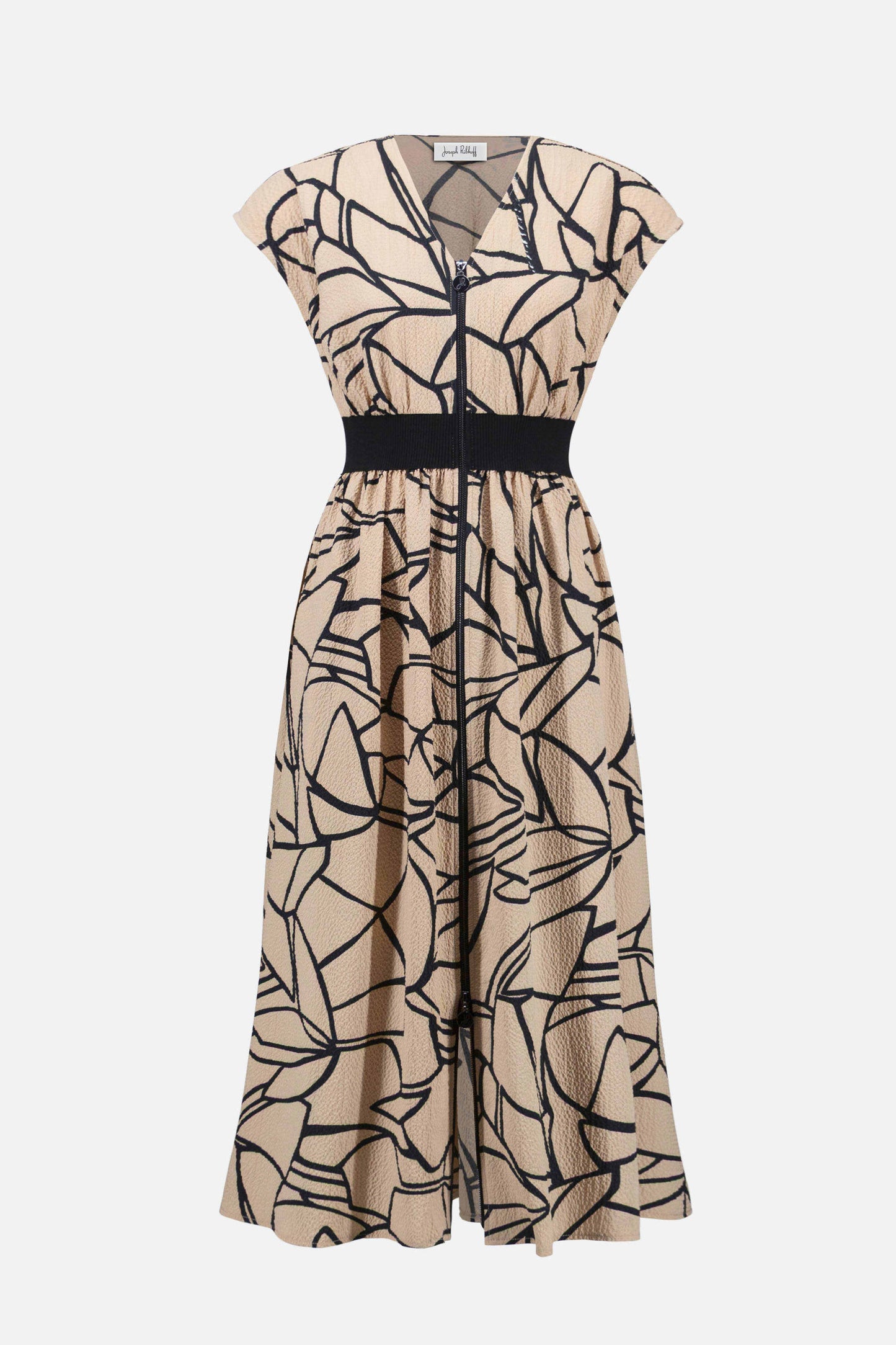 Seersucker Abstract Print Fit and Flare Dress. Style JR261163
