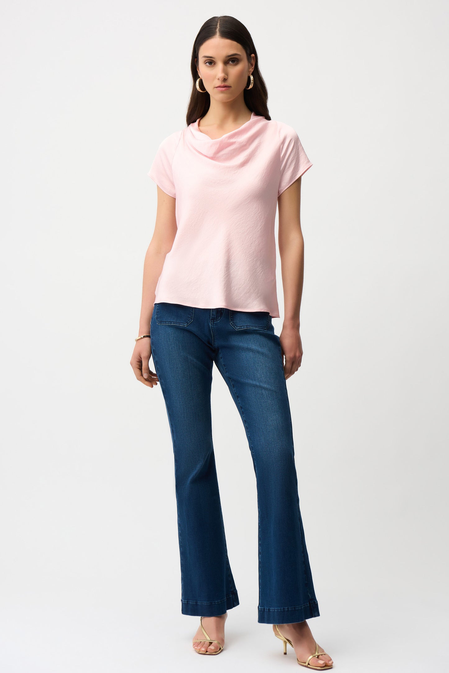 Recycled Satin Top With Cowl Neckline. Style JR261195
