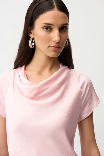 Recycled Satin Top With Cowl Neckline. Style JR261195