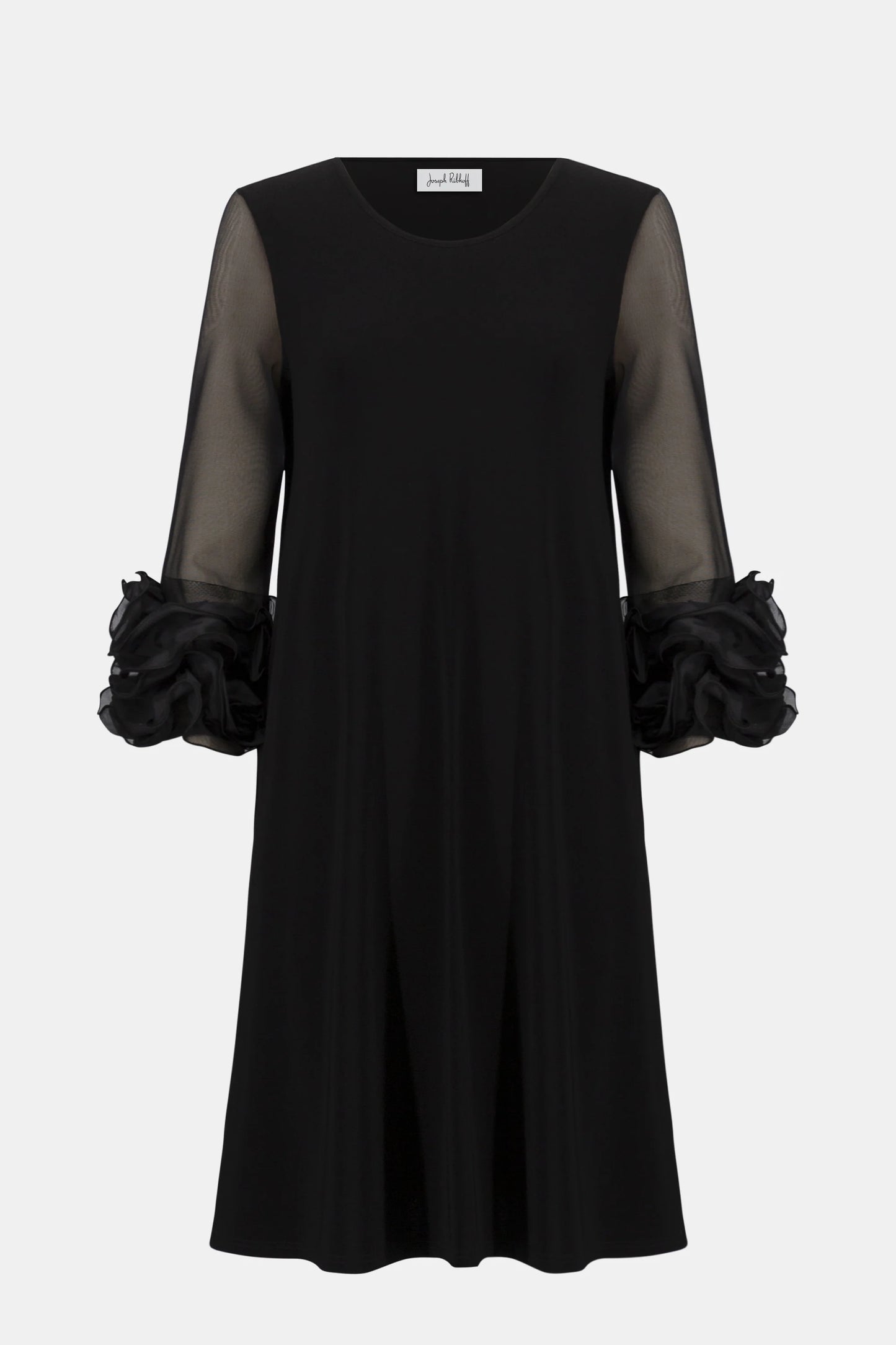 Ruffle Trim Mesh & Knit A-line Dress. Style JR261212