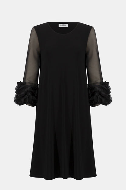 Ruffle Trim Mesh & Knit A-line Dress. Style JR261212