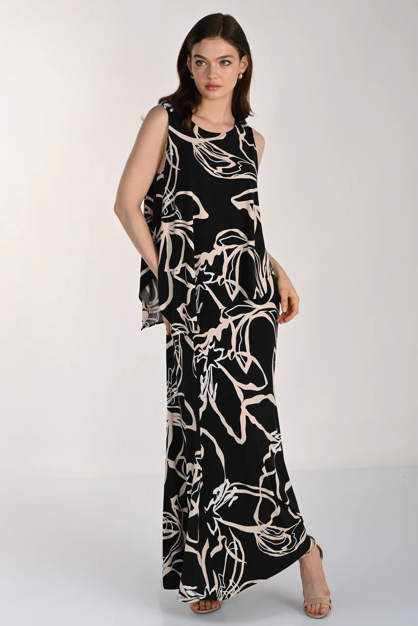 Abstract Print Sleeveless Maxi Dress. Style FL261227