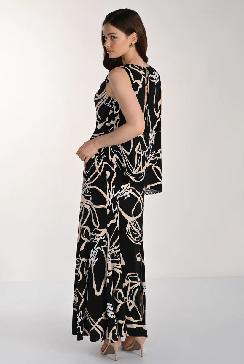 Abstract Print Sleeveless Maxi Dress. Style FL261227
