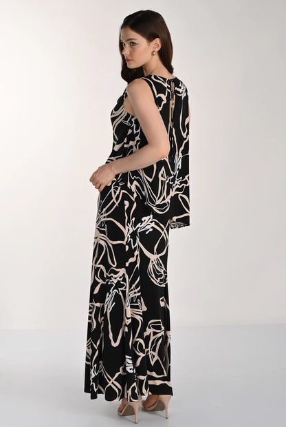 Abstract Print Sleeveless Maxi Dress. Style FL261227