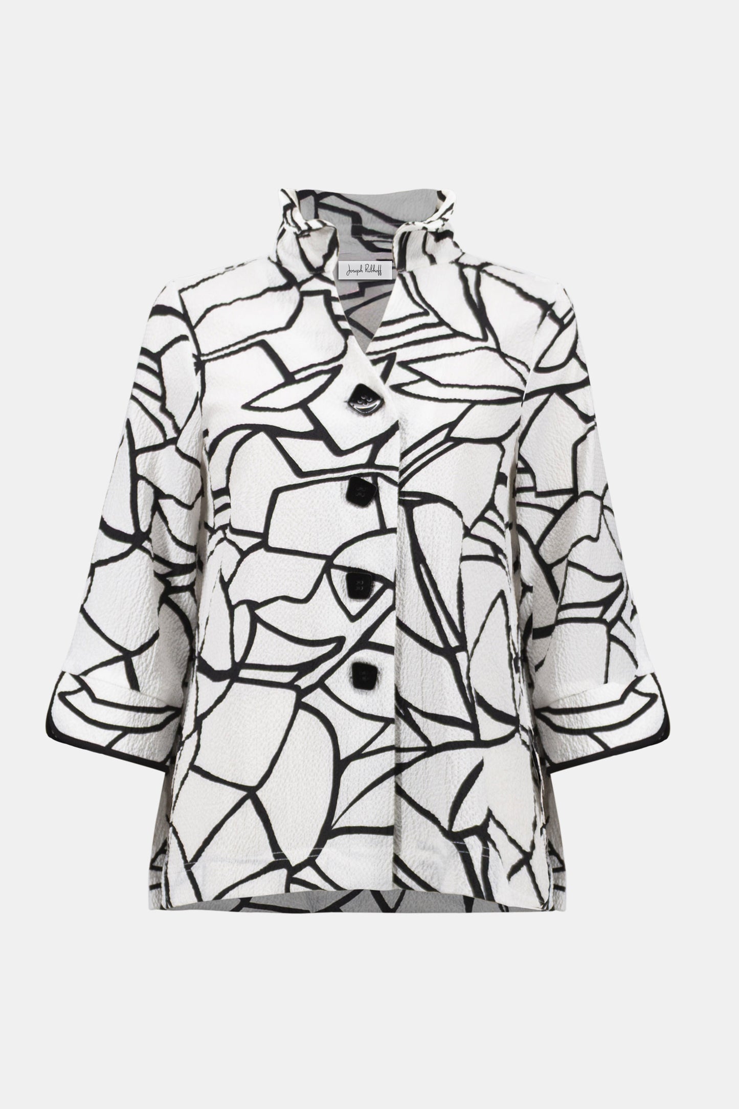 Seersucker Abstract Print Trapeze Jacket. Style JR261239