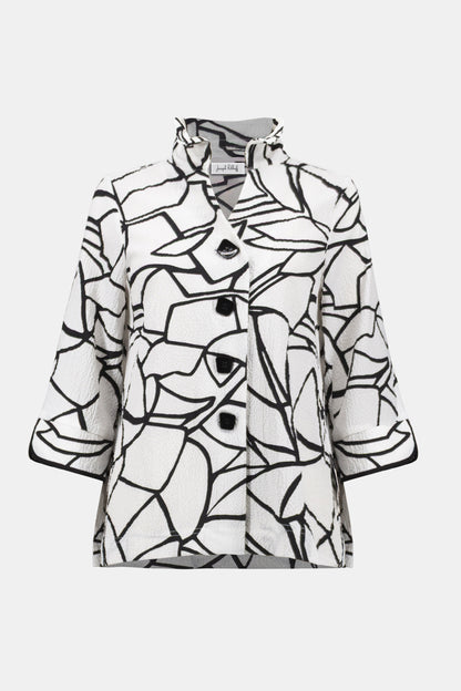 Seersucker Abstract Print Trapeze Jacket. Style JR261239
