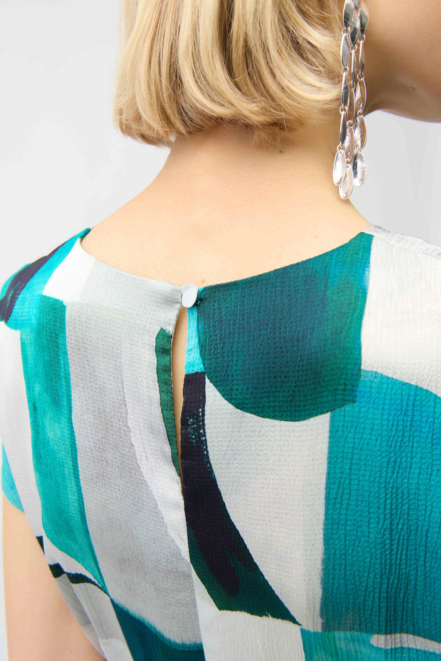 Textured Satin Geometric Print Fit and Flare Dress. Style JR261251