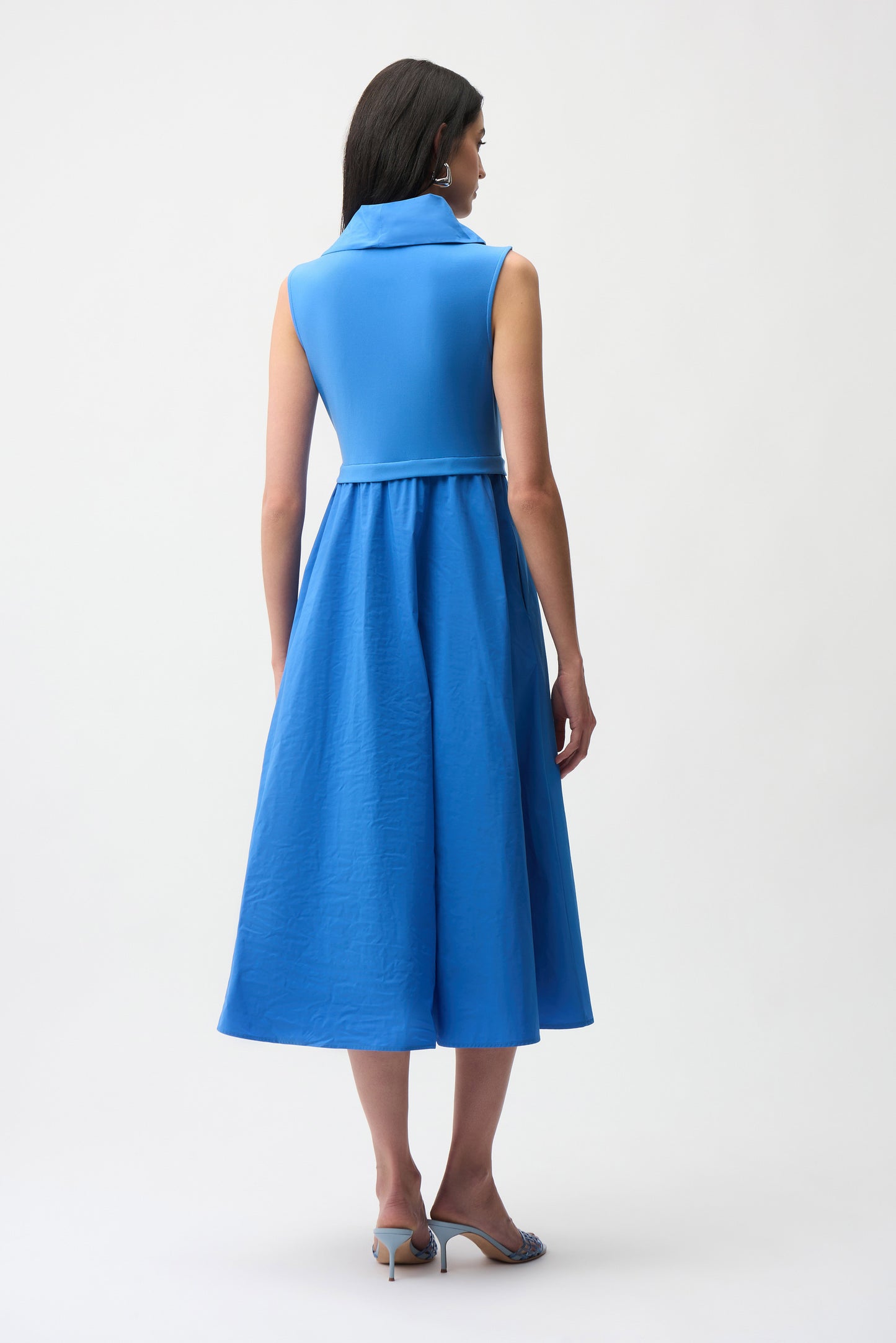 Silky Knit And Memory Fit and Flare Shawl Collar Dress. Style JR261274