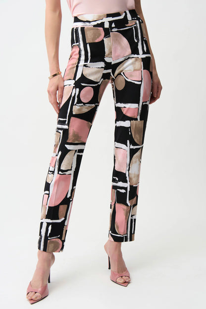 Silky Knit Abstract Print Straight Pull-On Pants. Style JR261309