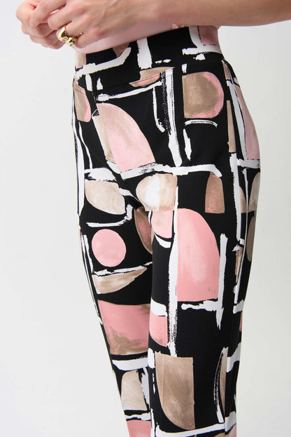 Silky Knit Abstract Print Straight Pull-On Pants. Style JR261309