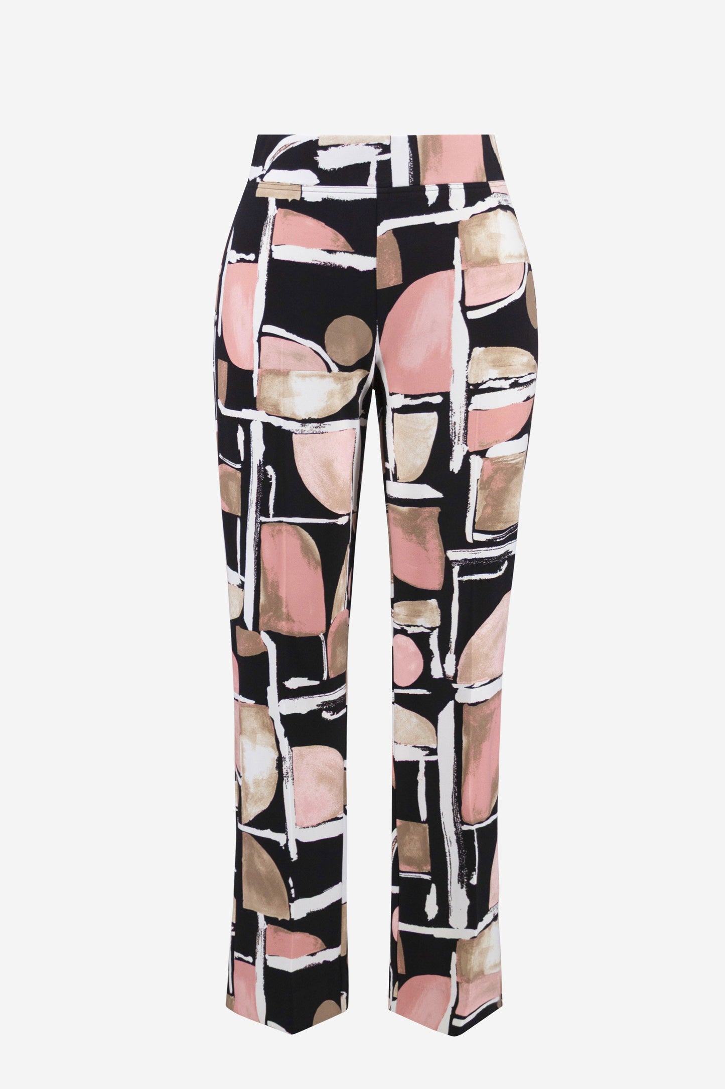 Silky Knit Abstract Print Straight Pull-On Pants. Style JR261309