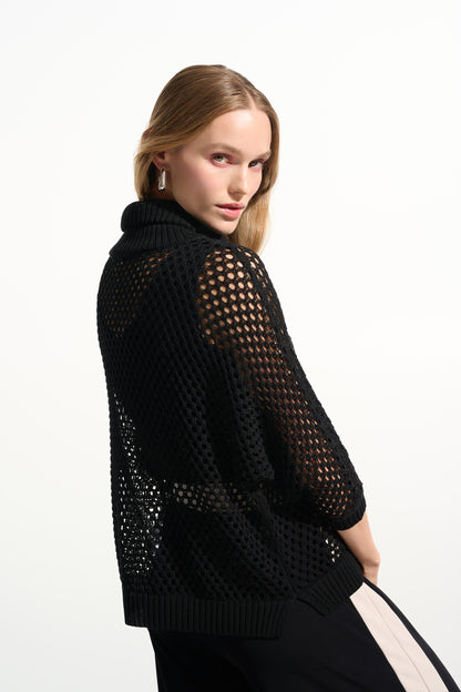 Zip Turtleneck All-Over Mesh Sweater. Style JR261634