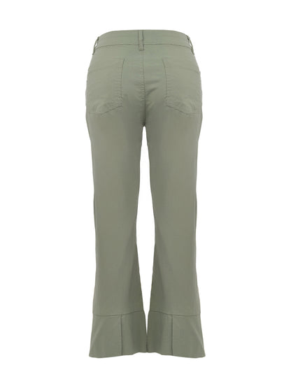 Solid Colour Ankle Length Slit Bottom Cuff Pants. Style DOLC26166