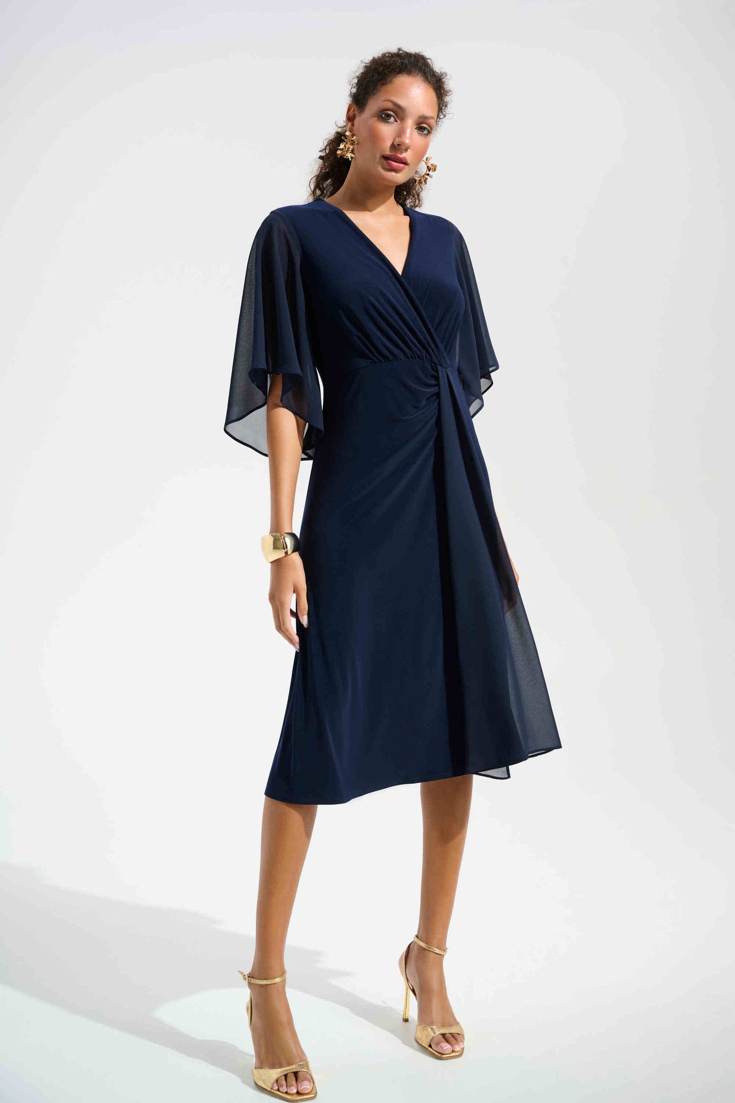Fit & Flare Chiffon Sash Wrap Dress. Style JR261710