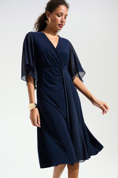 Fit & Flare Chiffon Sash Wrap Dress. Style JR261710