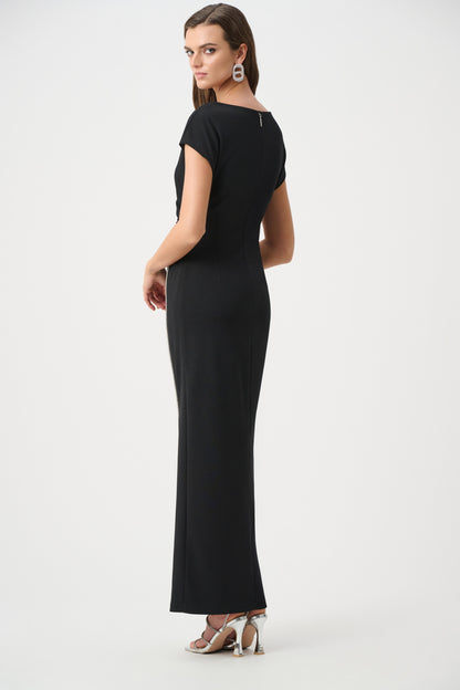 Signature Scuba Crepe Sheath Rhinestones Piping Gown. Style JR261713F26