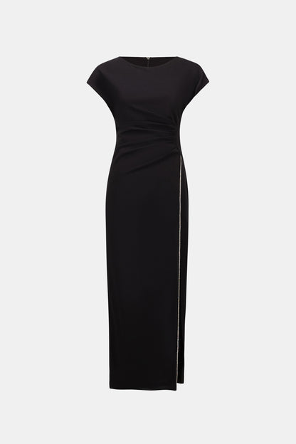 Signature Scuba Crepe Sheath Rhinestones Piping Gown. Style JR261713F26