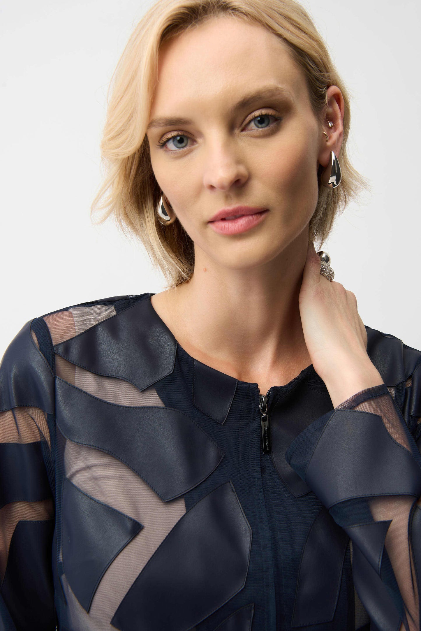 Laser Cut Leatherette Giraffe Print Fitted Jacket. Style JR261906