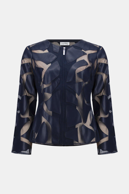 Laser Cut Leatherette Giraffe Print Fitted Jacket. Style JR261906