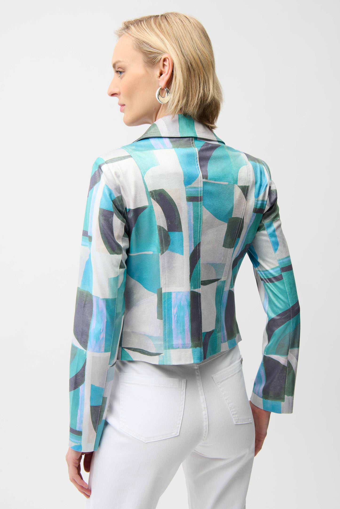 Foiled Faux Suede Geo Print Jacket. Style JR261911
