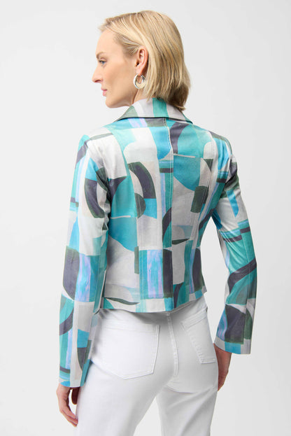 Foiled Faux Suede Geo Print Jacket. Style JR261911